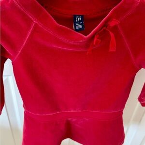 GAP Kids  Girls Bright Red Long Sleeve Velour Dress